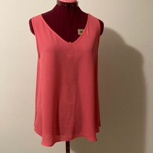 Loft sleeveless orange blouse Size M. front 100% polyester back 10% rayon